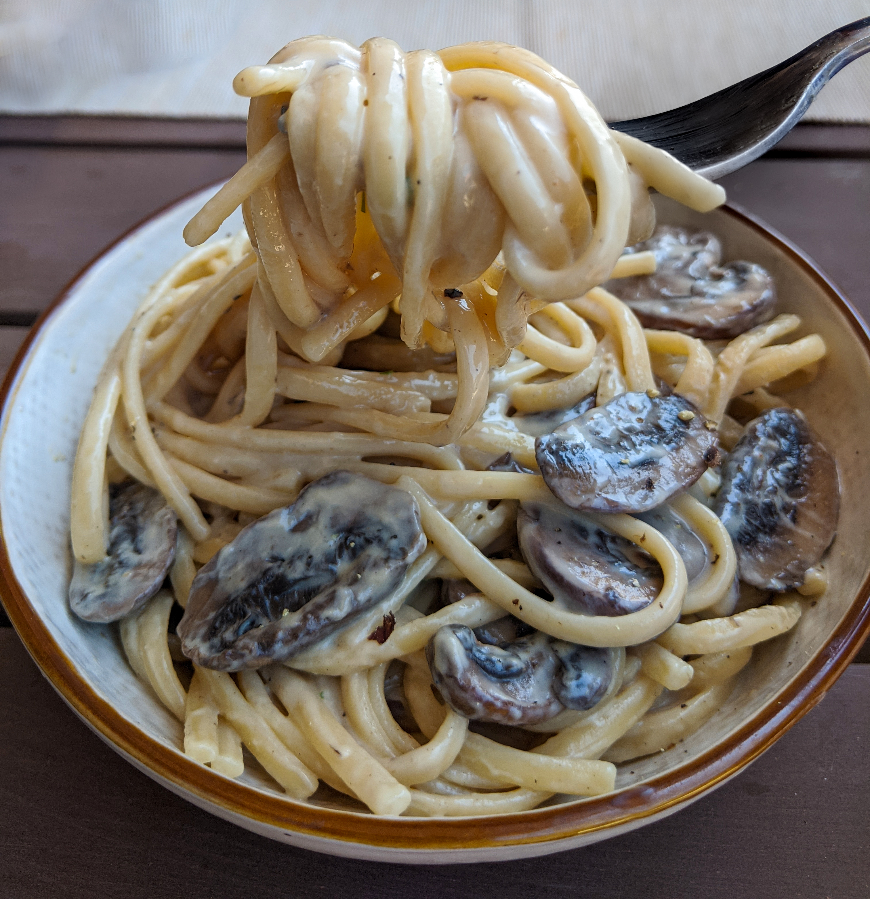 Silky Mushroom Pasta - She likes greens